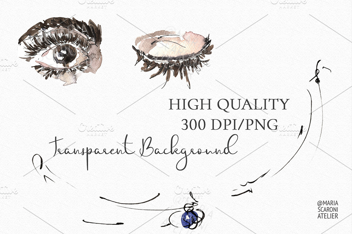 Makeup Watercolor Clipart, an Illustration by MariaScaroniAtelier (Photo 3 of 5)
