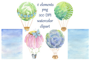 Watercolor Set Fairytale Balloons