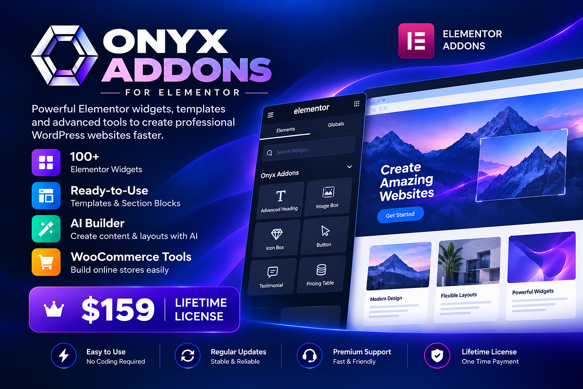 Onyx Elementor Addon WP Plugin/Theme, a WordPress Template by Akylbek Bissenkulov (Photo 15 of 15)