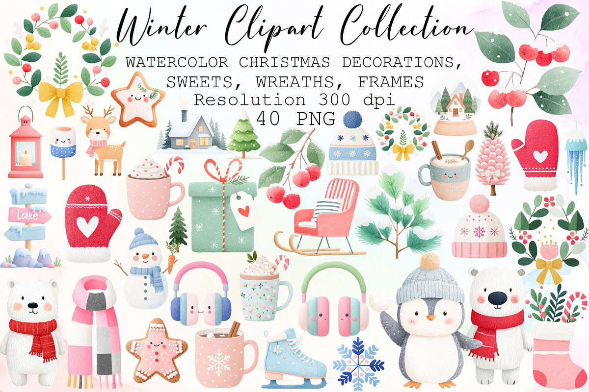 Watercolor Winter Clipart Collection, an Illustration by Sublimation Artist (Photo 1 of 6)