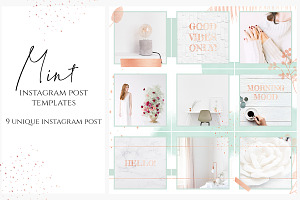 Instagram Post Template Mint Rose