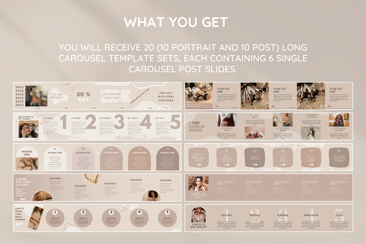 Beige Instagram Carousel Bundle, a Social Media Template by SunshineStudioBoutique (Photo 7 of 9)