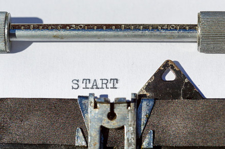 Vintage typewriter with a text