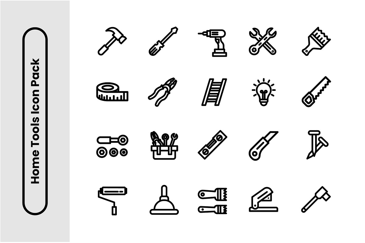 Home Tools Thick Line Icon Set, an Icon by Decta Store