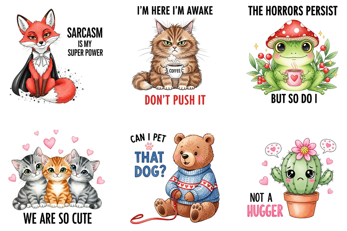 Funny Quotes Animals Clipart 1, an Illustration by DreamArtGraphic (Photo 3 of 3)