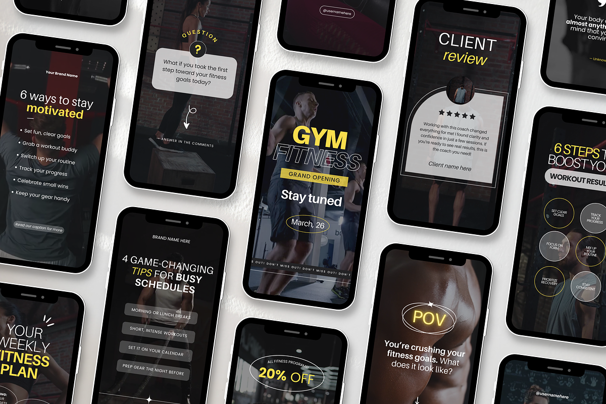 Fitness Coach Canva Template Bundle, a Social Media Template by DigiPax (Photo 6 of 15)