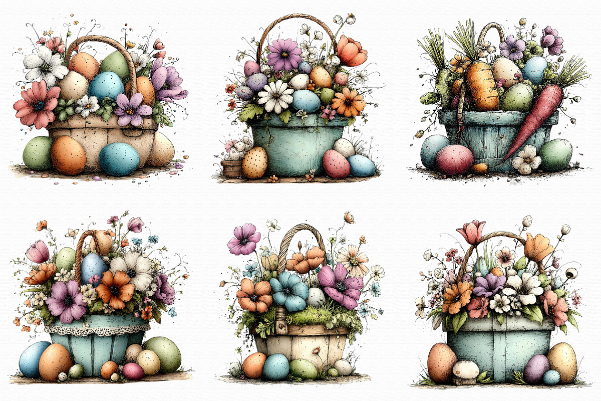 Easter Gift Basket Clipart, an Illustration by Libby Wishes (Photo 8 of 9)