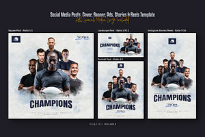 Volleyball Soccer Champions Banner, a Social Media Template by Creative_View