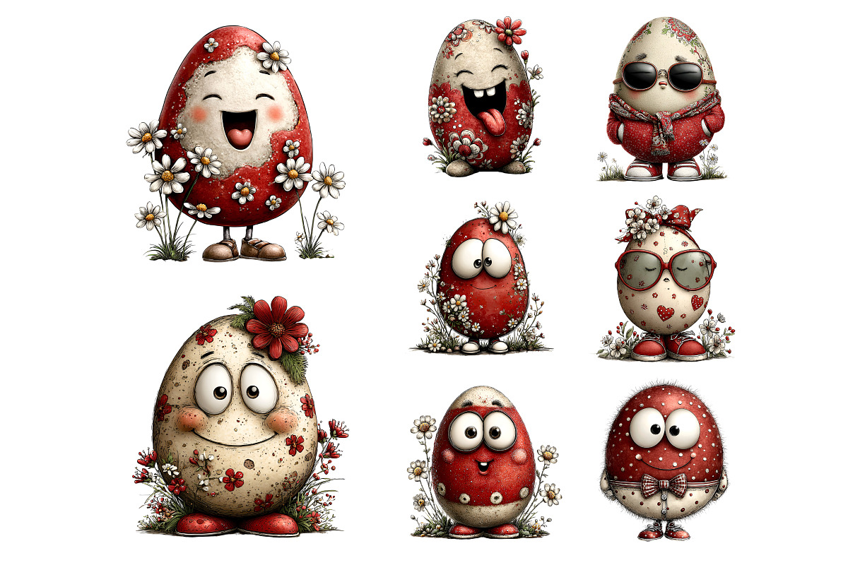 Quirky Easter Eggs Clipart Set, a Seasonal Illustration by Nicolle's Colorful Art (Photo 7 of 9)