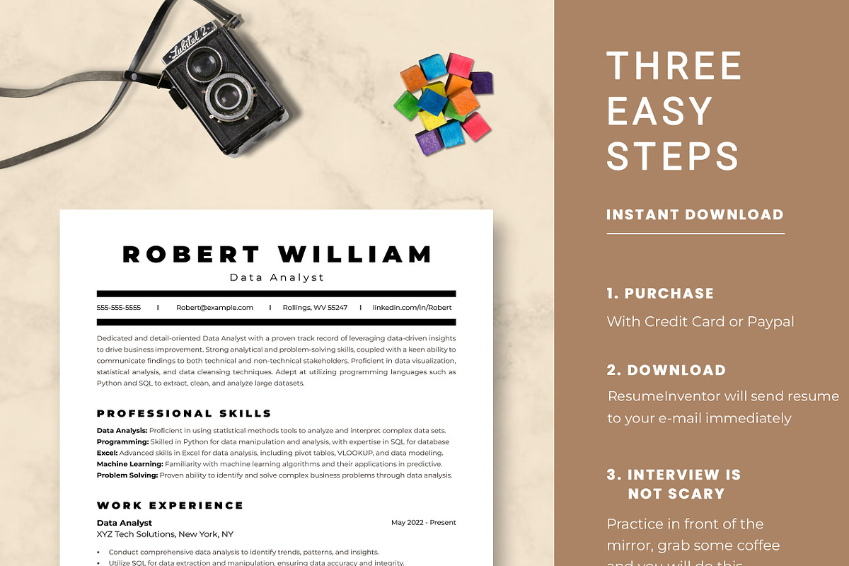 Data Analyst Resume Template, a Resume Template by ResumeInventor (Photo 9 of 9)