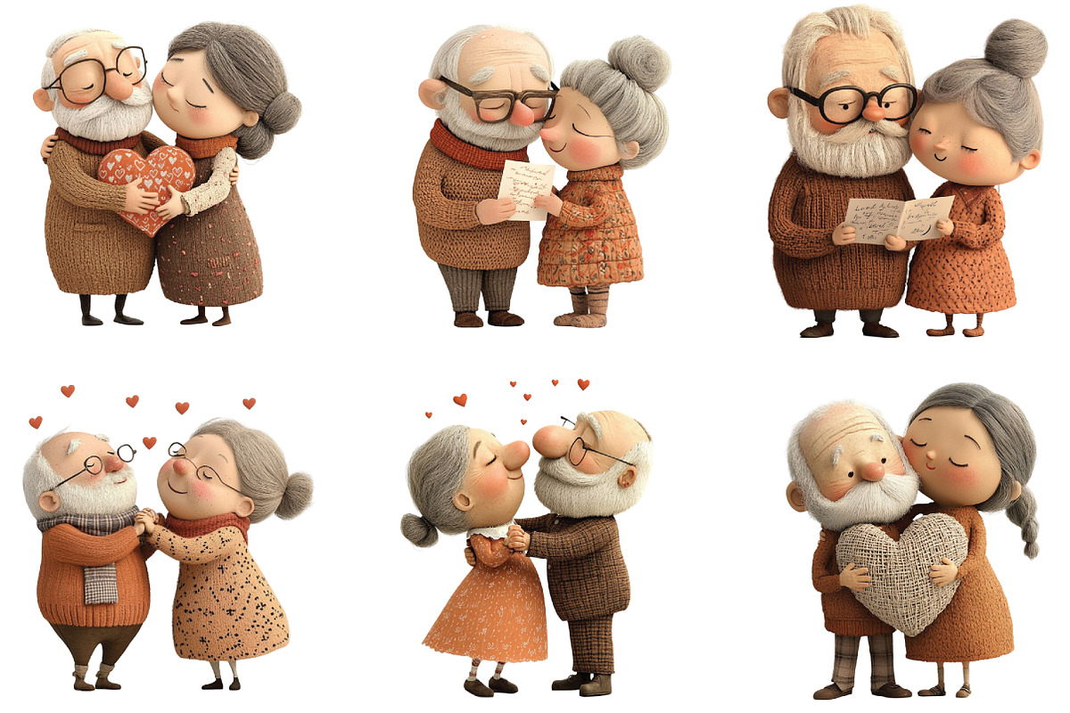Whimsical Old Couple Valentine Day, an Illustration by CraftArtStudio (Photo 5 of 6)