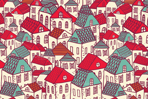 Vector City Seamless Pattern.