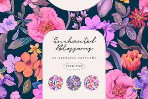 Enchanted Blossoms. Seamless Pattern