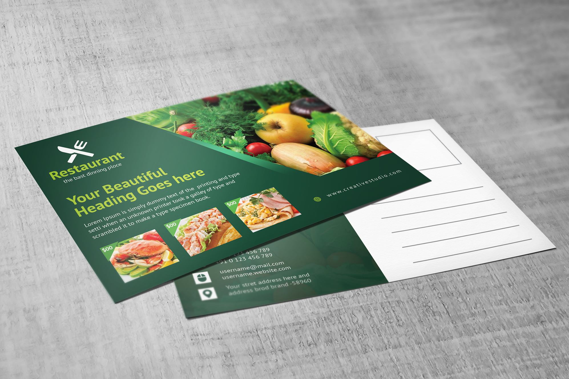 Restaurant Postcard, a Card Template by GenerousArt