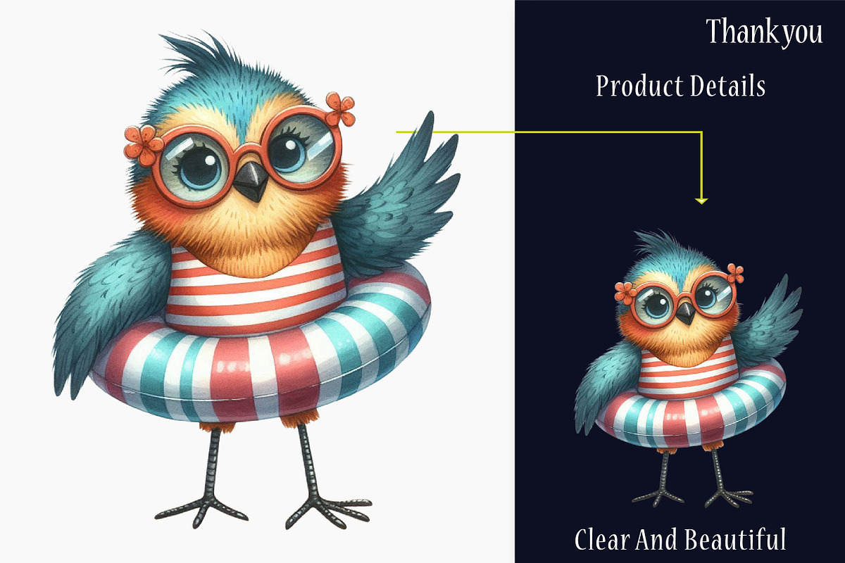 Quirky Whimsical Summer Birds Clipar, a Graphic by designcity5 (Photo 5 of 5)