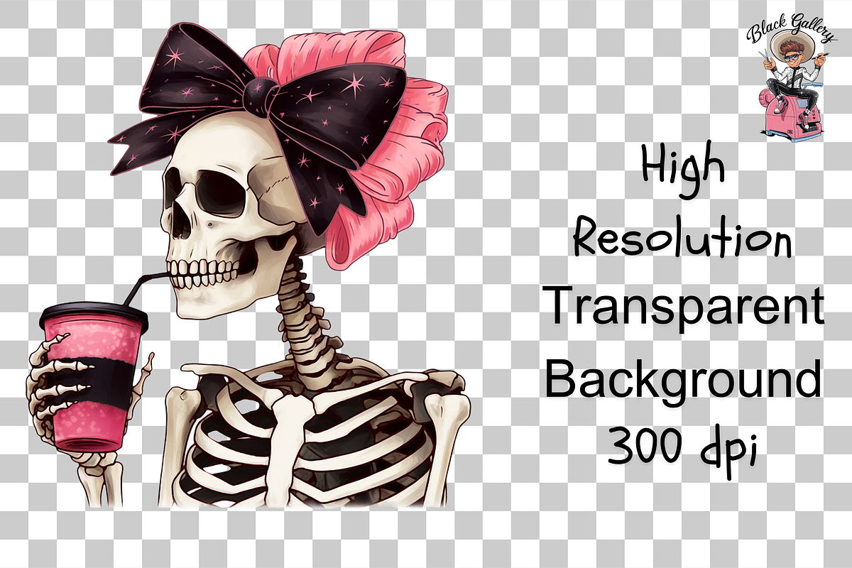 Skeleton PNG with Pink Bow Bundle, a Graphic by Clipart Studio (Photo 12 of 12)