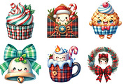 Kawaii Plaid Christmas Clipart, an Illustration by DreamArtGraphic (Thumbnail 4 of 4)