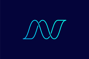 N Letter Logo With Sine Wave Shape