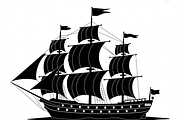 Sailing Ship Silhouette Vector, an Illustration by Amazin_art (Thumbnail 4 of 8)