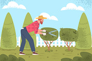Gardener trimming bush. Man pruning, a Person Illustration by Stock-Smart-Start (Thumbnail 2 of 3)