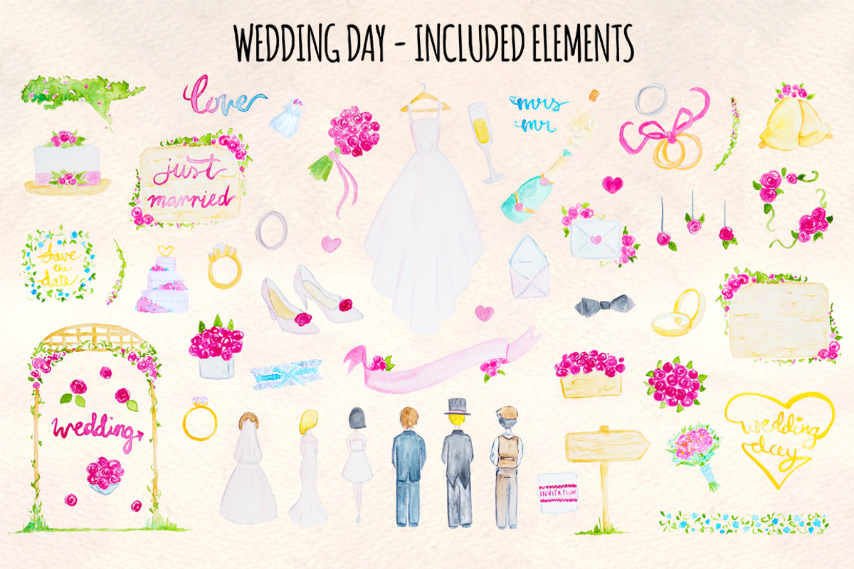Floral Wedding 59 Watercolor Element, a Seasonal Illustration by Violet LeBeaux (Photo 1 of 3)