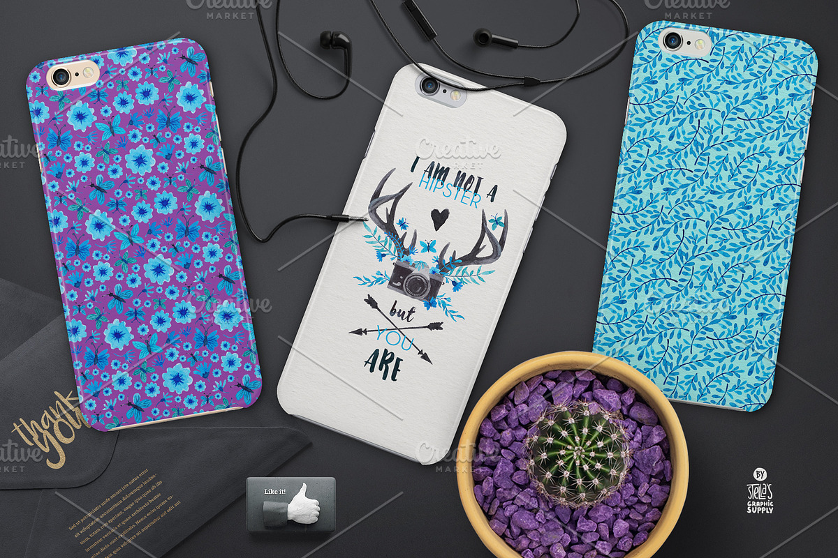 Azure Madness - Floral Pack, an Illustration by Stella's Graphic Supply (Photo 6 of 6)