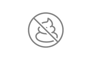 Forbidden sign with poop line icon, an Object Illustration by GraphiShop
