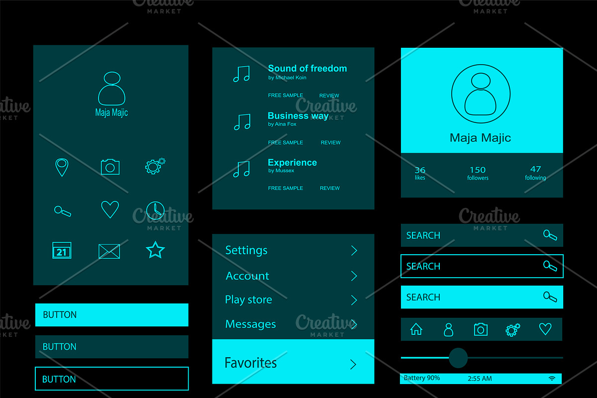 UI kit, mobile and web design vector, a Background Graphic by TeaGraphicDesign (Photo 2 of 4)