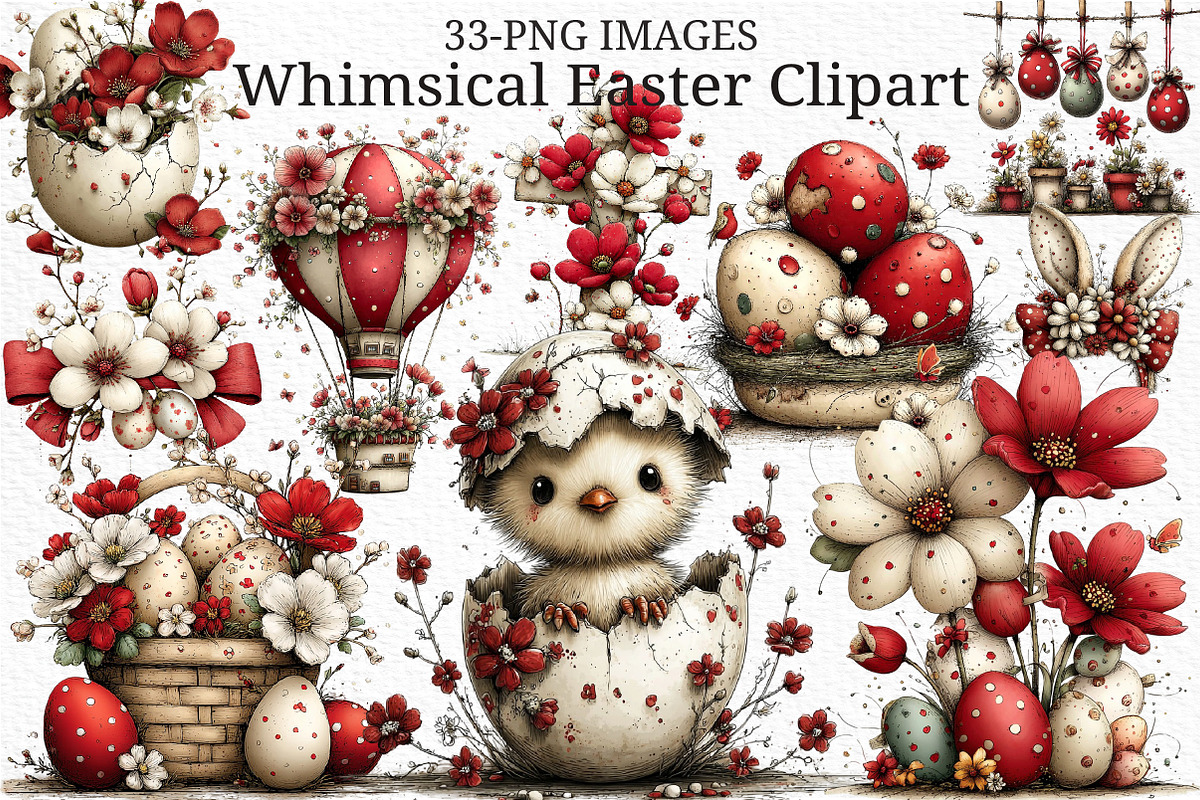 Whimsical Easter Clipart PNG, an Illustration by Craft Nest (Photo 1 of 11)