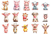 valentine animals clipart, an Illustration by DreamArtGraphic (Thumbnail 2 of 3)