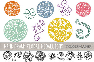 Floral Medallions Clipart & Brushes