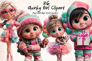 Quirky Girl Clipart, an Illustration by Digital Artistic99