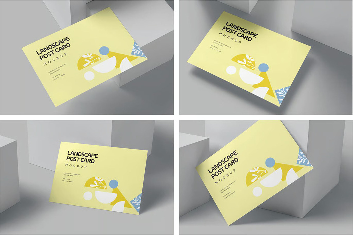 A4-A5-A6 Landscape Post Card Mockups, an Advertising Mockup by megostudi0 (Photo 1 of 6)