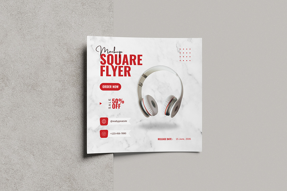 Square Flyer Mockup, an Advertising Mockup by swsi-studio (Photo 2 of 5)