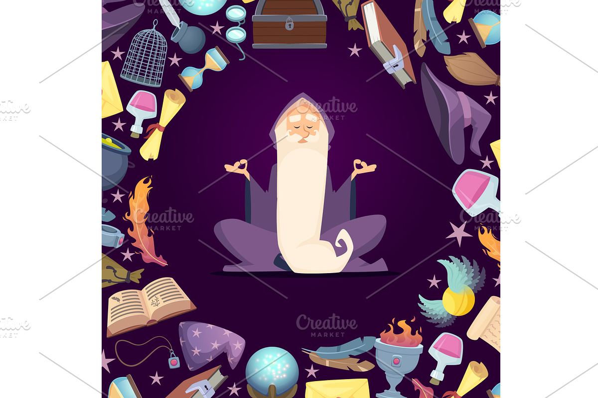 Wizard. magician character sitting, an Illustration by Onyx