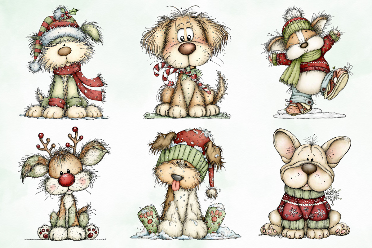 Whimsical Christmas Fluffy Dogs PNG, an Illustration by Creative Art (Photo 3 of 11)