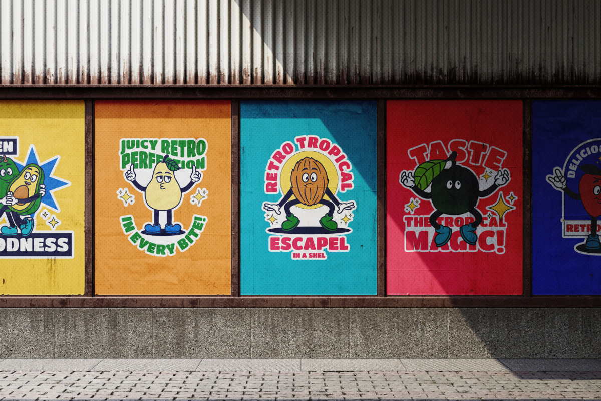 Retro Fruit Mascot Illustration, an Object Illustration by Decoconio Design (Photo 8 of 8)
