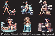 Trendy Vintage Girl Clipart, an Illustration by RobertsArt (Thumbnail 5 of 7)