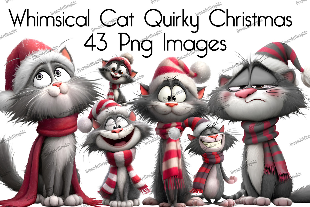 Whimsical Cat, Quirky Christmas, an Illustration by DreamArtGraphic (Photo 1 of 5)