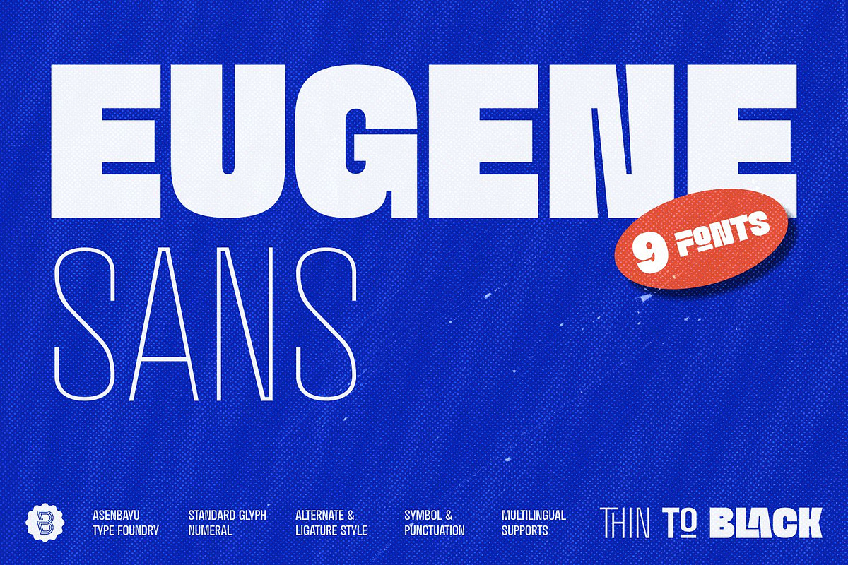 Eugene Sans Fonts Family, a Sans Serif Font by Asenbayu (Photo 1 of 15)