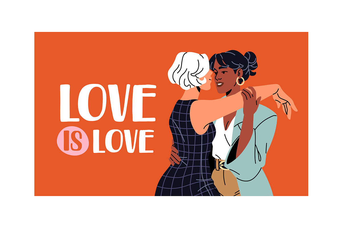 Diverse couples kiss, hug set, cards, a Person Illustration by PaperTrident (Photo 12 of 14)