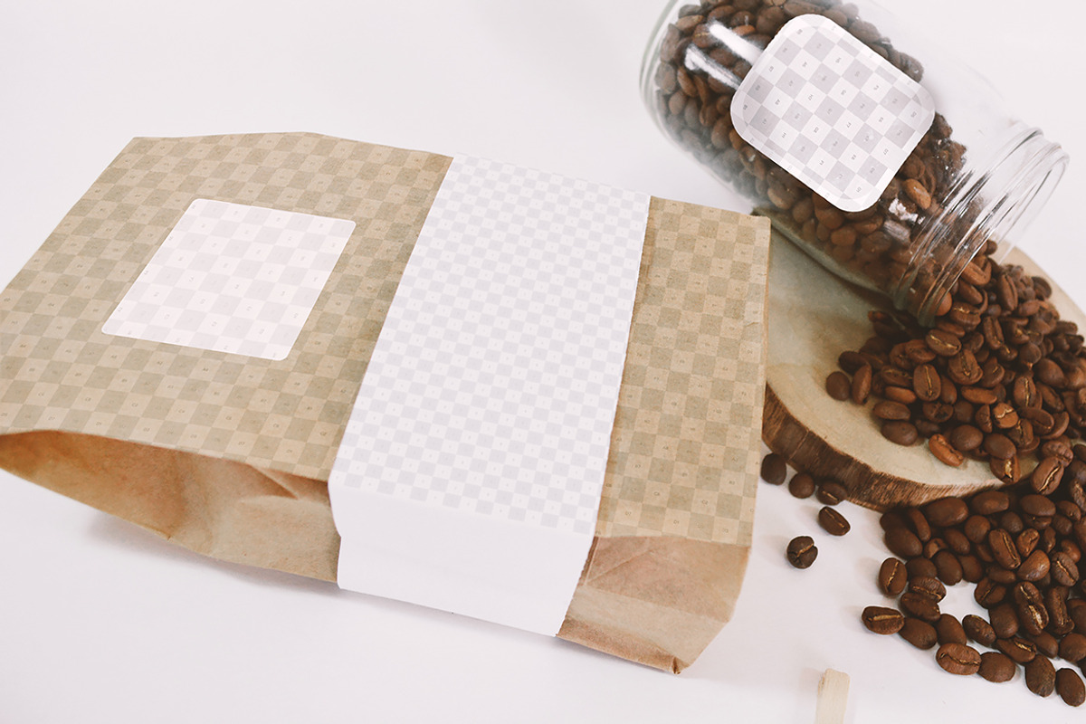 Coffee Bag and Glass Jar Mockup, a Product Mockup by eamejia (Photo 2 of 2)