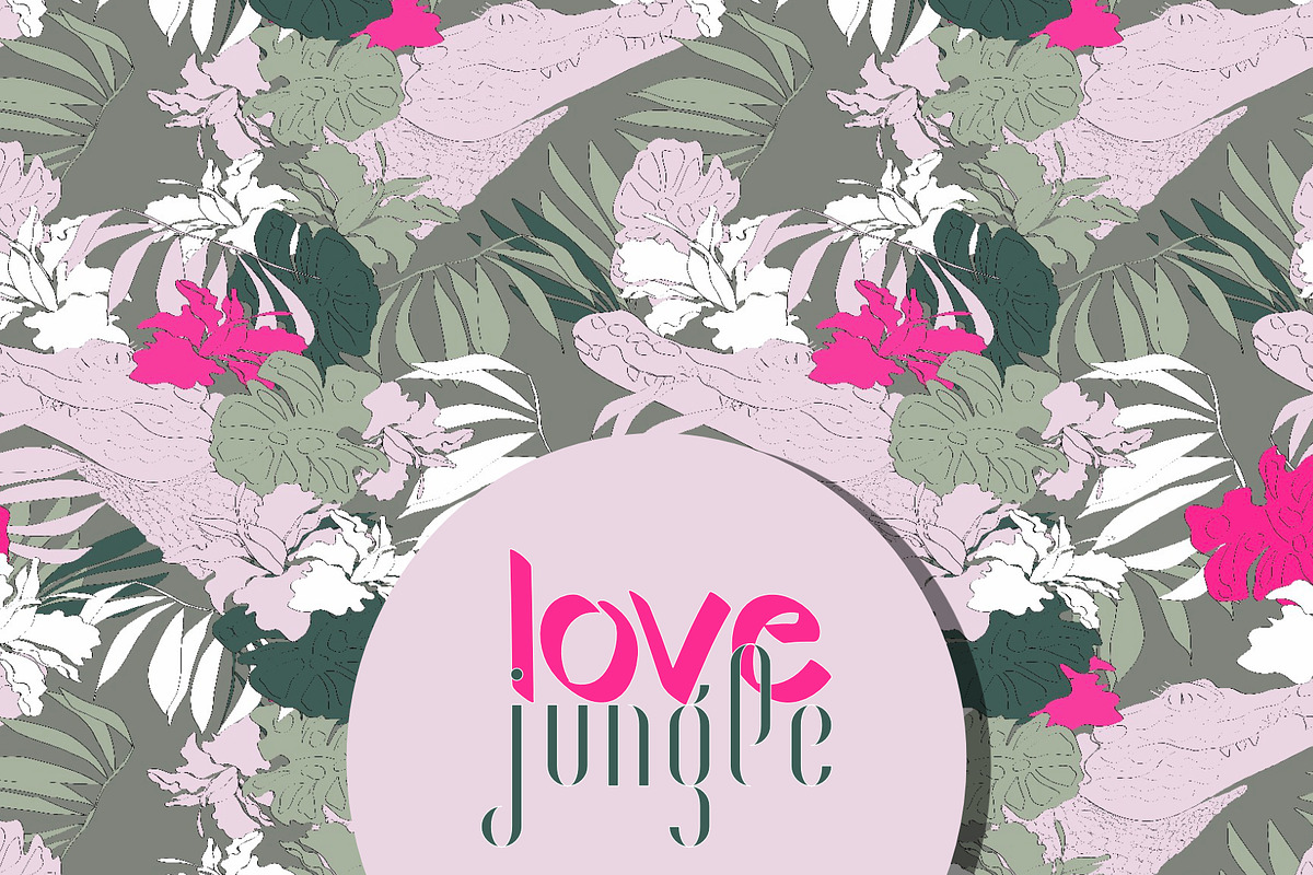 Tropical animal jungle foliage palms, a Pattern Graphic by Cotton Melon pattern Shop (Photo 1 of 5)