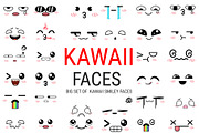 kawaii smiley face set. Cute vector, a Person Illustration by Icons (Thumbnail 1 of 3)