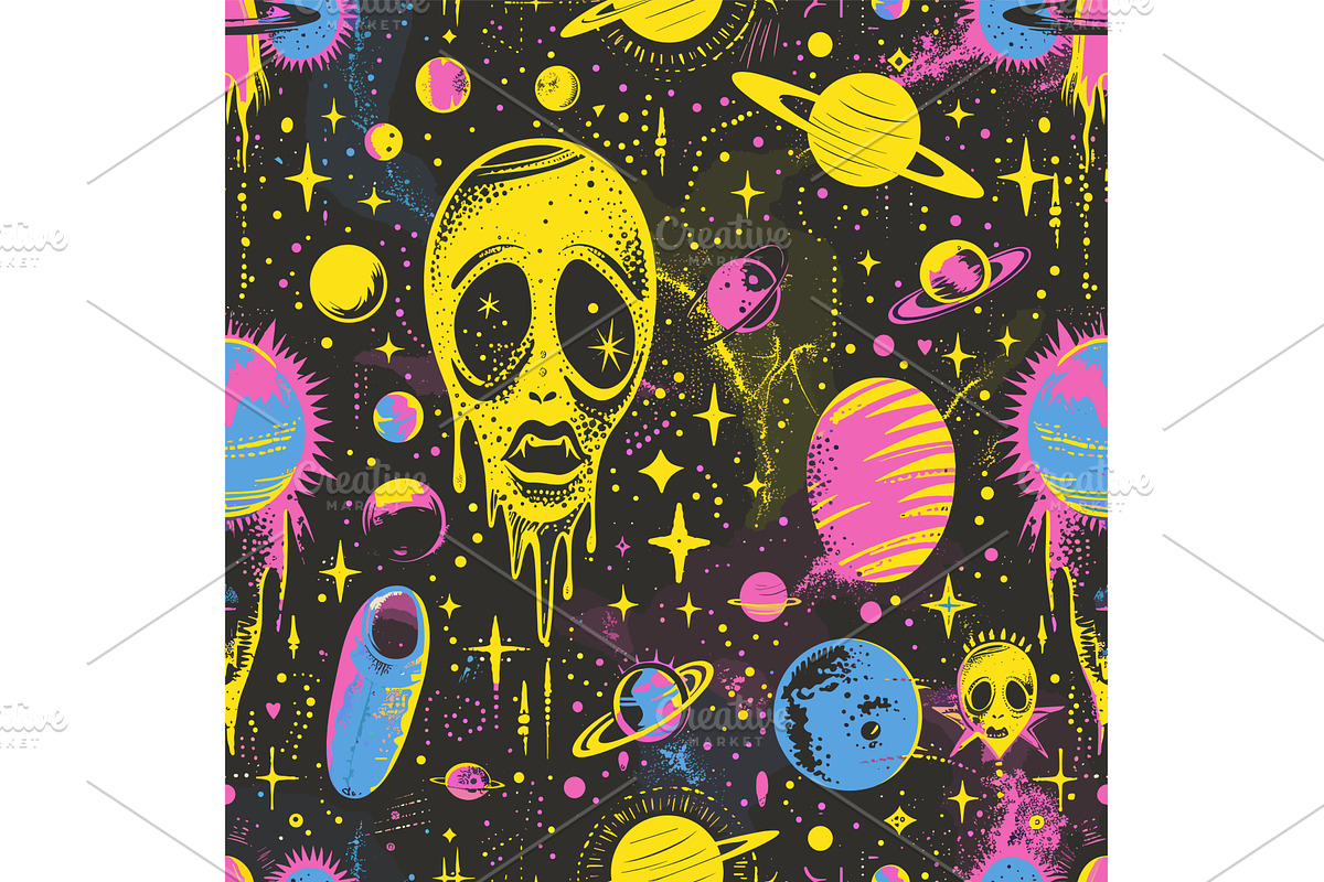 Hostile space seamless pattern, an Illustration by Onyx