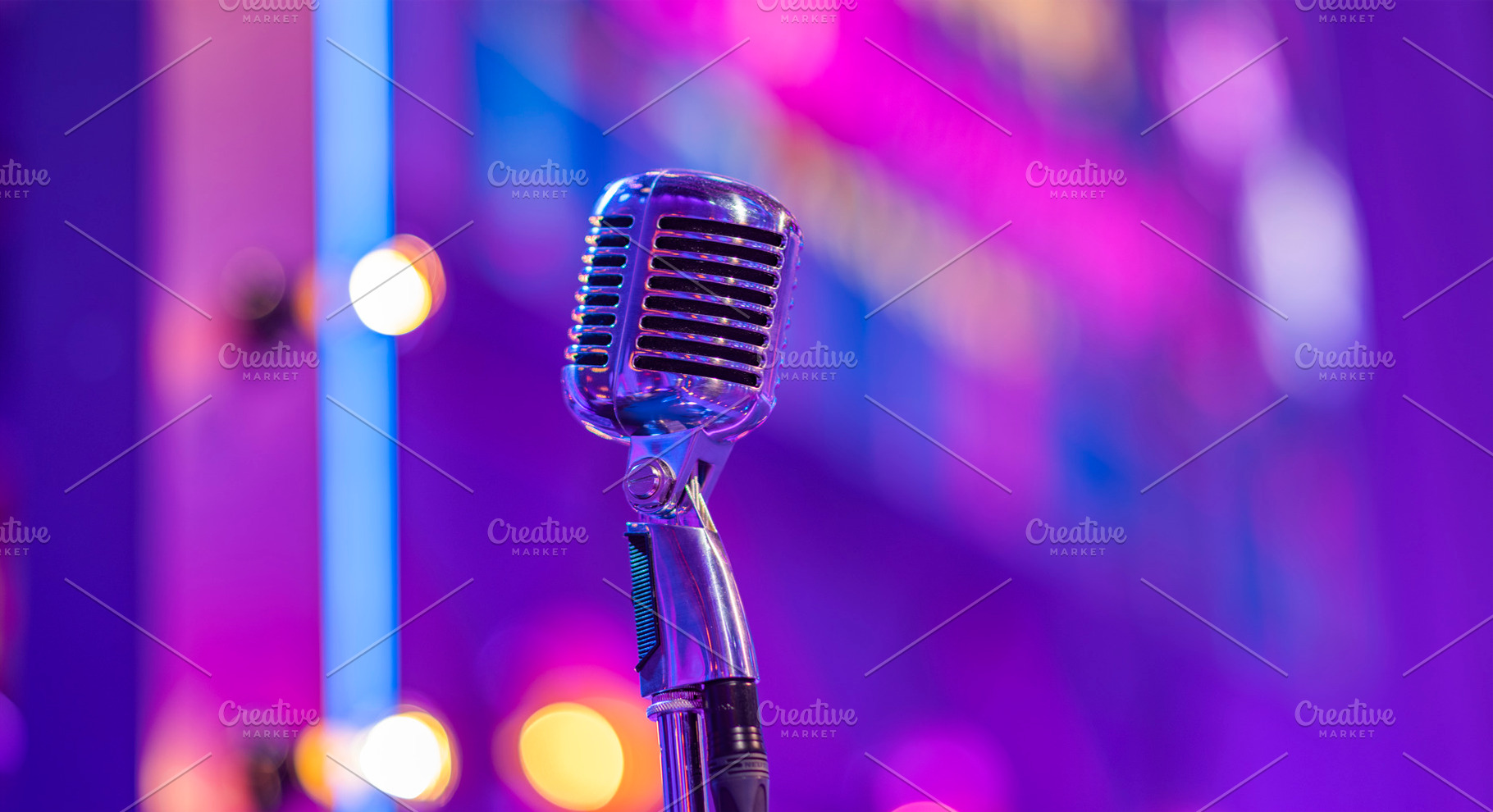Retro microphone in a karaoke club, a Photo by Pictures for you!!!!!!!!!