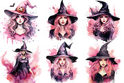 Watercolor Halloween Witch Clipart, a Seasonal Illustration by Creative Arslan (Thumbnail 3 of 10)