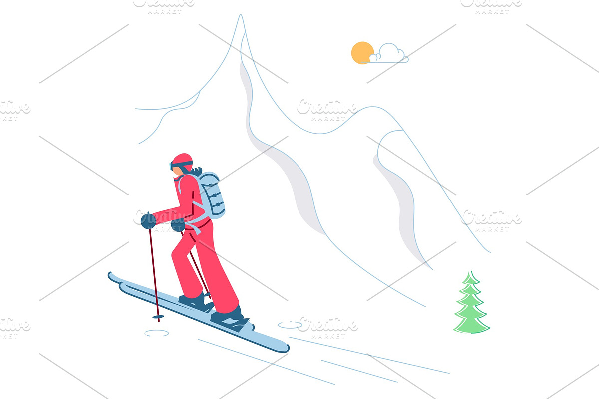 Woman ski touring, a Healthcare Illustration by Lucky Shop