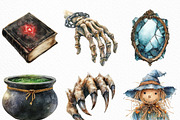 Watercolor Scary Halloween Clipart, an Illustration by Craft Nest (Thumbnail 2 of 6)