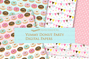 Yummy Donut Clipart+Pattern set, an Illustration by Mia's Graphic Design (Thumbnail 9 of 9)